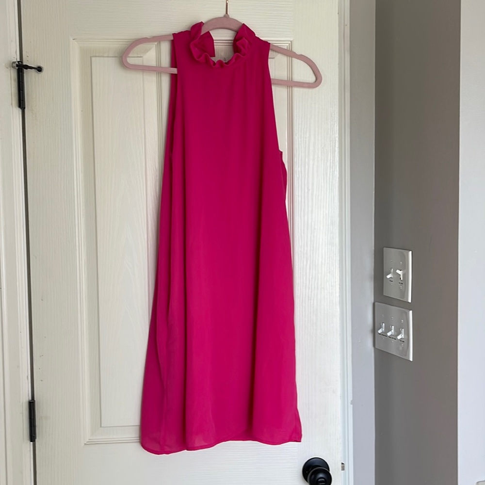 Gibson Ruffle Neck Bow Dress Size Small NWT